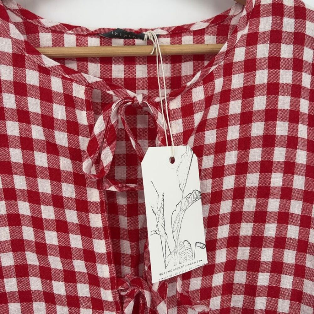 Linenfox Linen Dress in Red/White